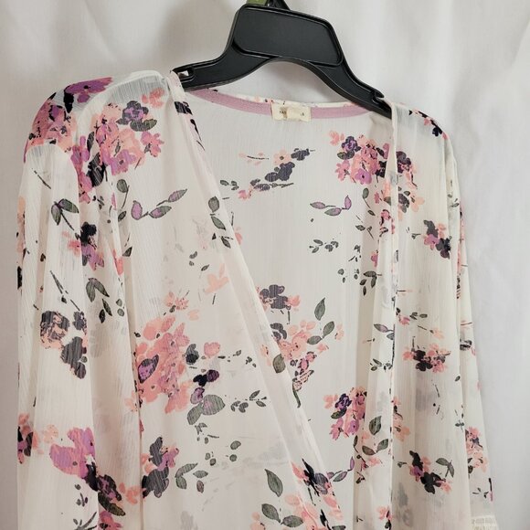 Mason & Belle XXL Open Flowy Kimono cover Up LONG Lace feminine Sheer robe EUC - Picture 4 of 9